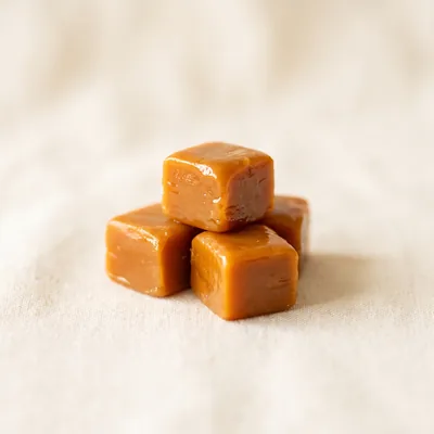 Caramels tendres empilés, éclat ambré